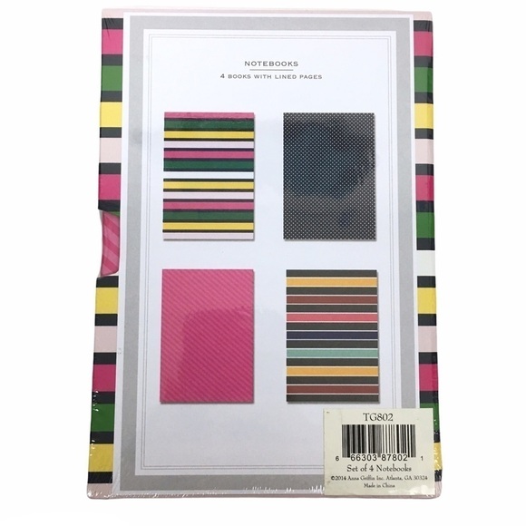 ANNA GRIFFIN Notebooks Always Anna Set of 4 NWT Dots Stripes Journal Planner - Picture 3 of 8